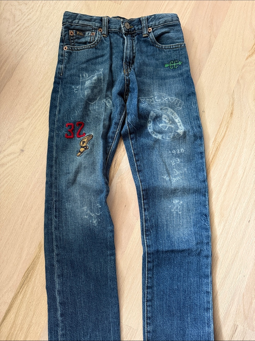 Polo by Ralph Lauren Blue Kids Denim Jeans with Embroidered Patches